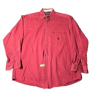 Vintage Nautica Shirt Mens Medium Button Down‎ Red Boat Long Sleeve